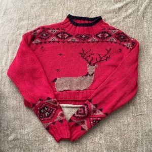 Eddie Bauer Reindeer crop sweater